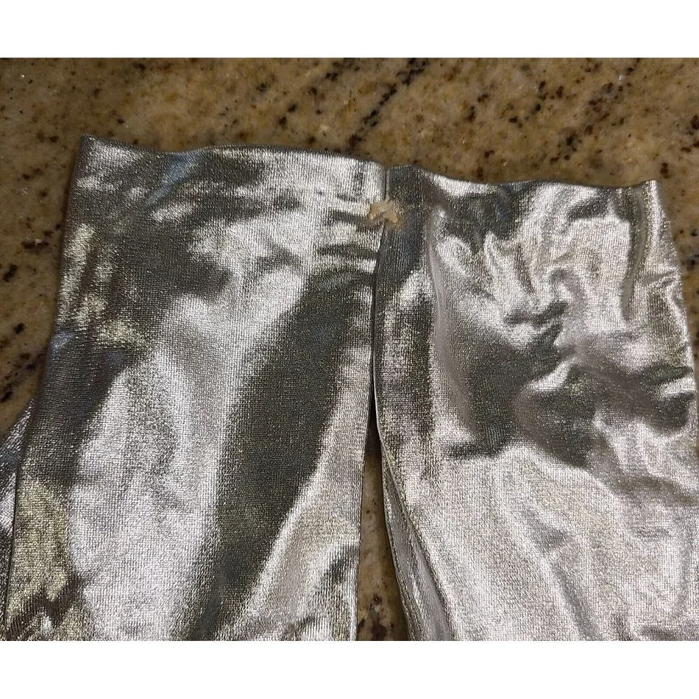 New! Vintage Size M 7 Metallic Silver Stretch Nylon Formal 8
